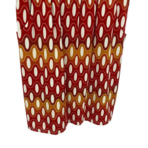 J. McLaughlin Emma Dress Catalina Cloth Red Orange Yellow Retro Print Medium - Picture 2 of 7